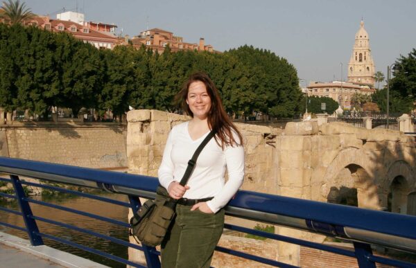 Darby, on a bridge in Murcia, Spain.